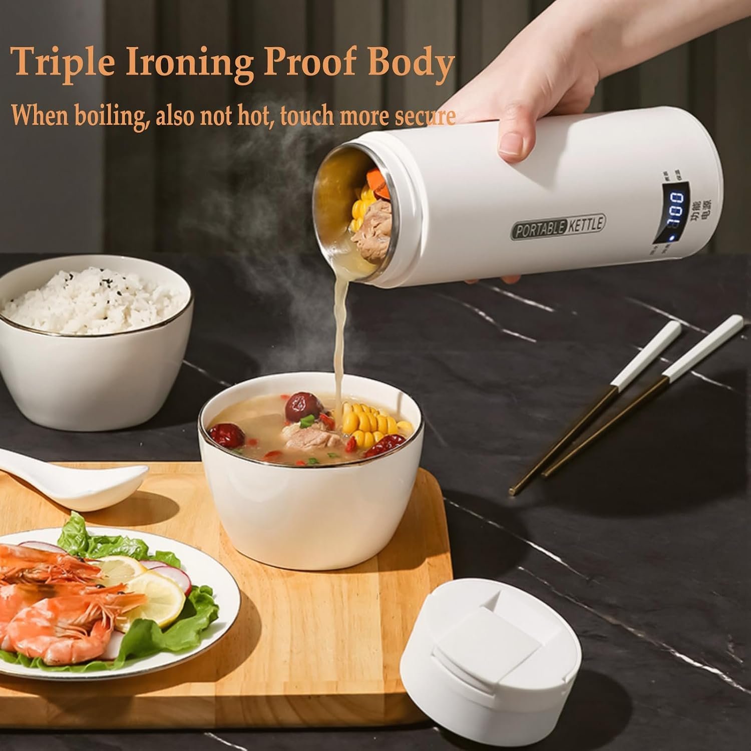 Portable Electric Kettle, 450ml Travel Kettle, Mini Tea Kettle Electric Water with Display 4 Temperature Control, Leak-Proof, Quick Boil, Stainless Steel, Auto Shut-Off, Keep Warm - Image 4