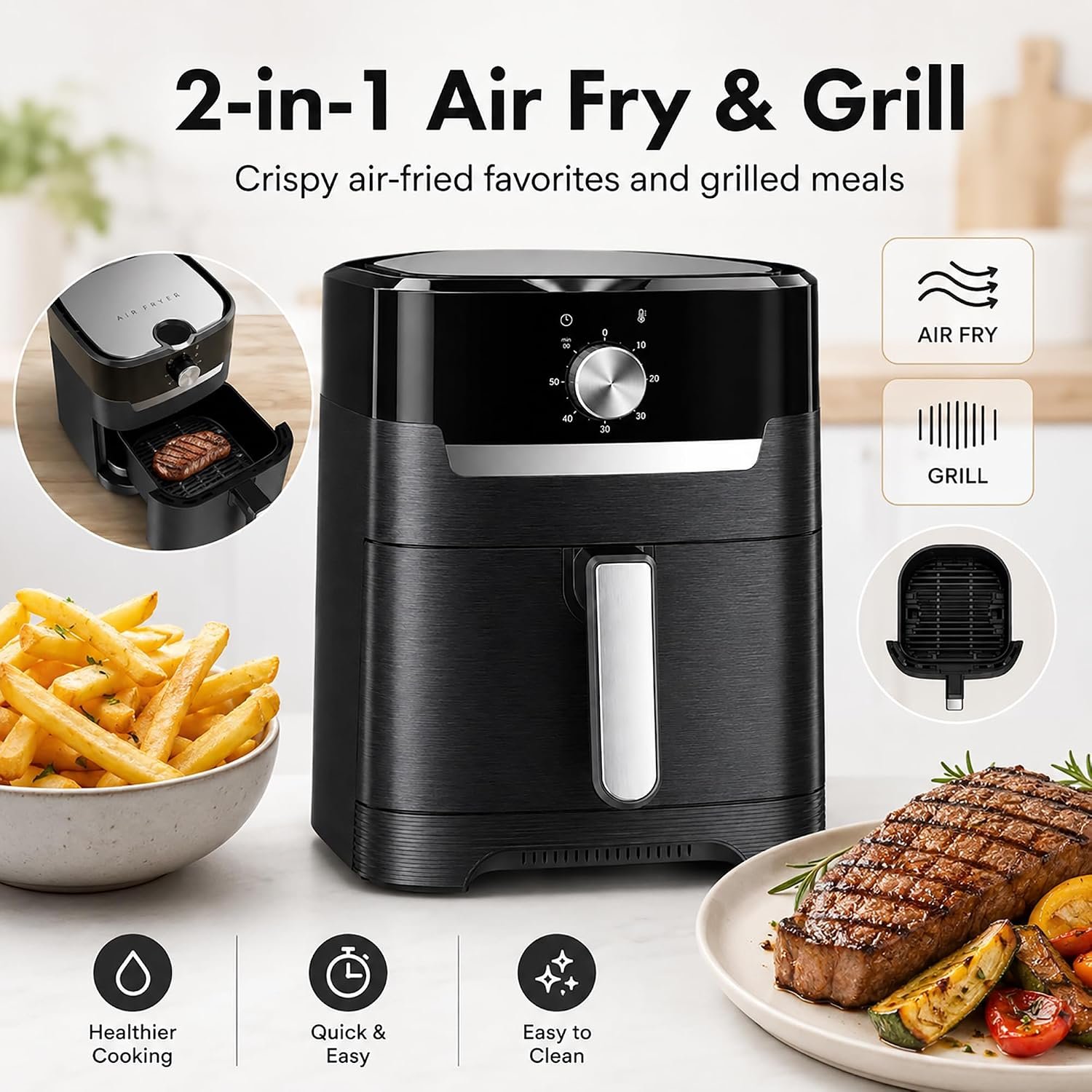 2-in-1 4.2L Easy Fry & Grill Air Fryer Adjustable Temperature - Image 9