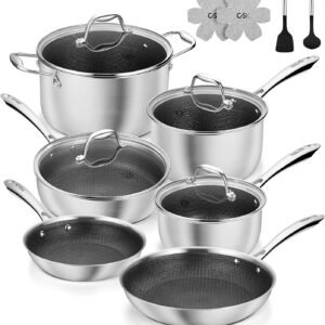 KOCH SYSTEME CS Tri-Ply Hybrid Nonstick Stainless Steel Pots and Pans Set