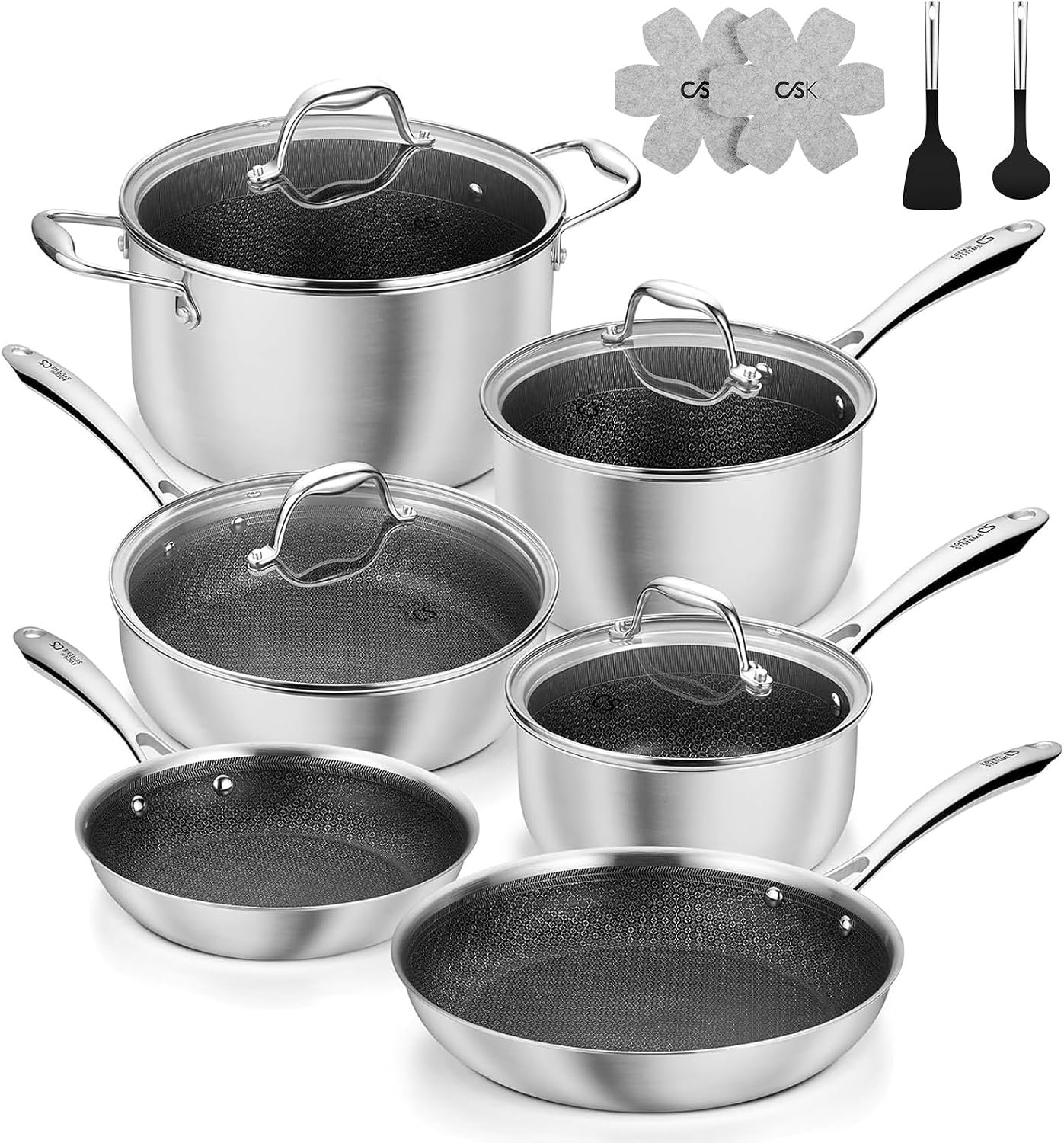 KOCH SYSTEME CS Tri-Ply Hybrid Nonstick Stainless Steel Pots and Pans Set KOCH SYSTEME CS Tri-Ply Hybrid Nonstick Stainless Steel Pots and Pans Set