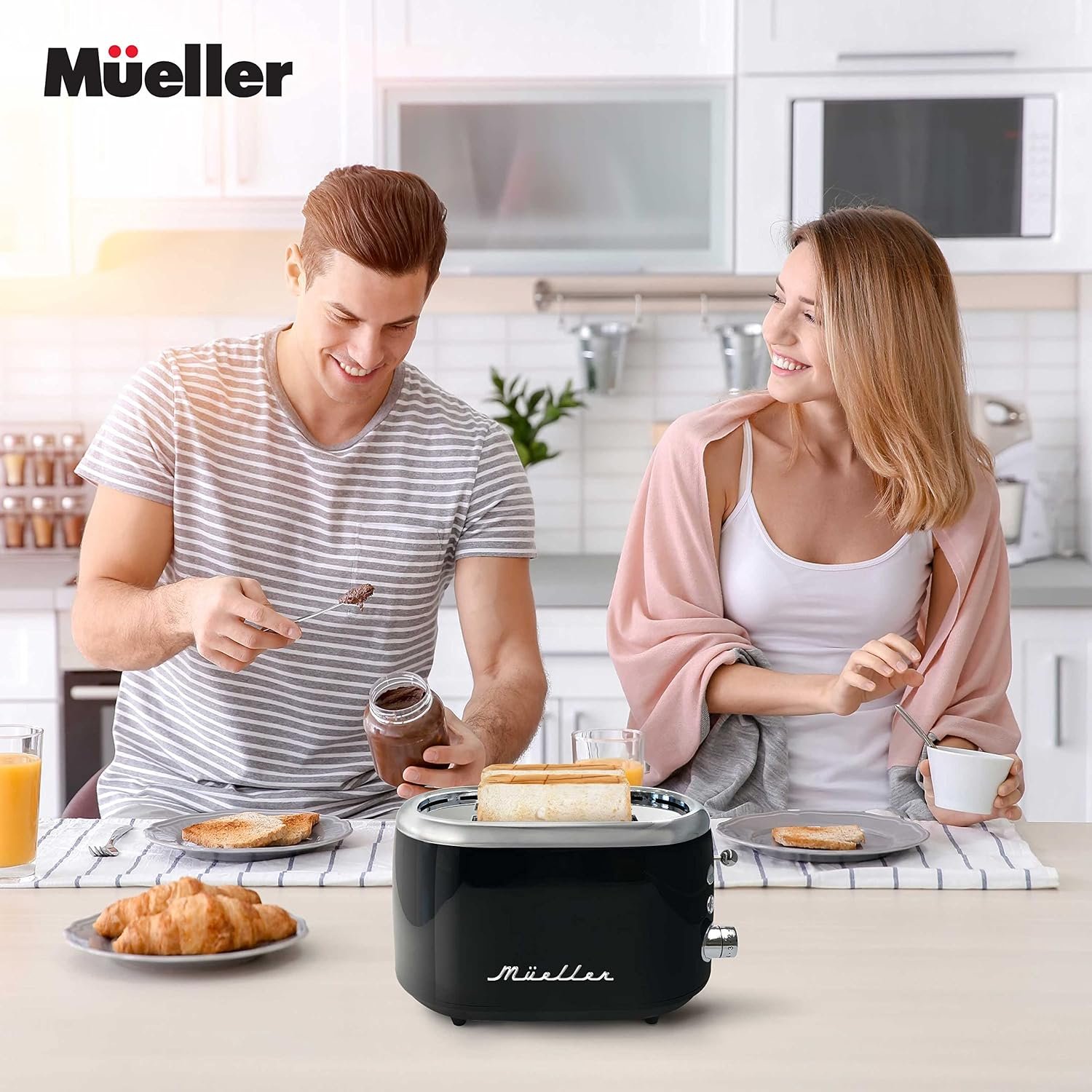 MUELLER HOME Retro Toaster 2 Slice, 7 Browning Levels | 3 Functions (Reheat, Defrost, Cancel), Stainless Steel Features, Removable Crumb Tray, Under Base Cord Storage, - Image 8