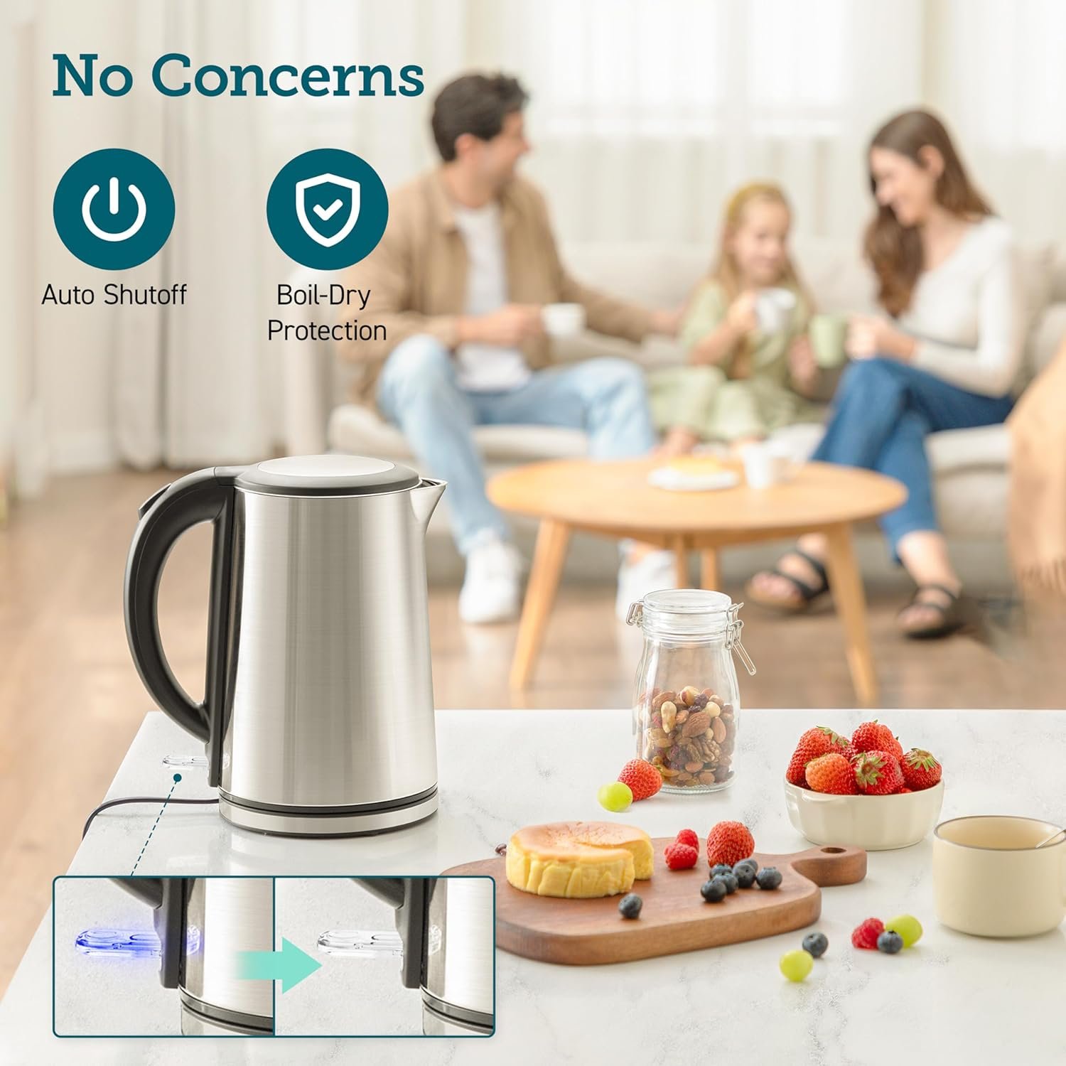 COSORI Electric Tea Kettles for Boiling Water, 1.5L Automatic Shut Off & Boil-Dry Protection, BPA Free, Silver - Image 6