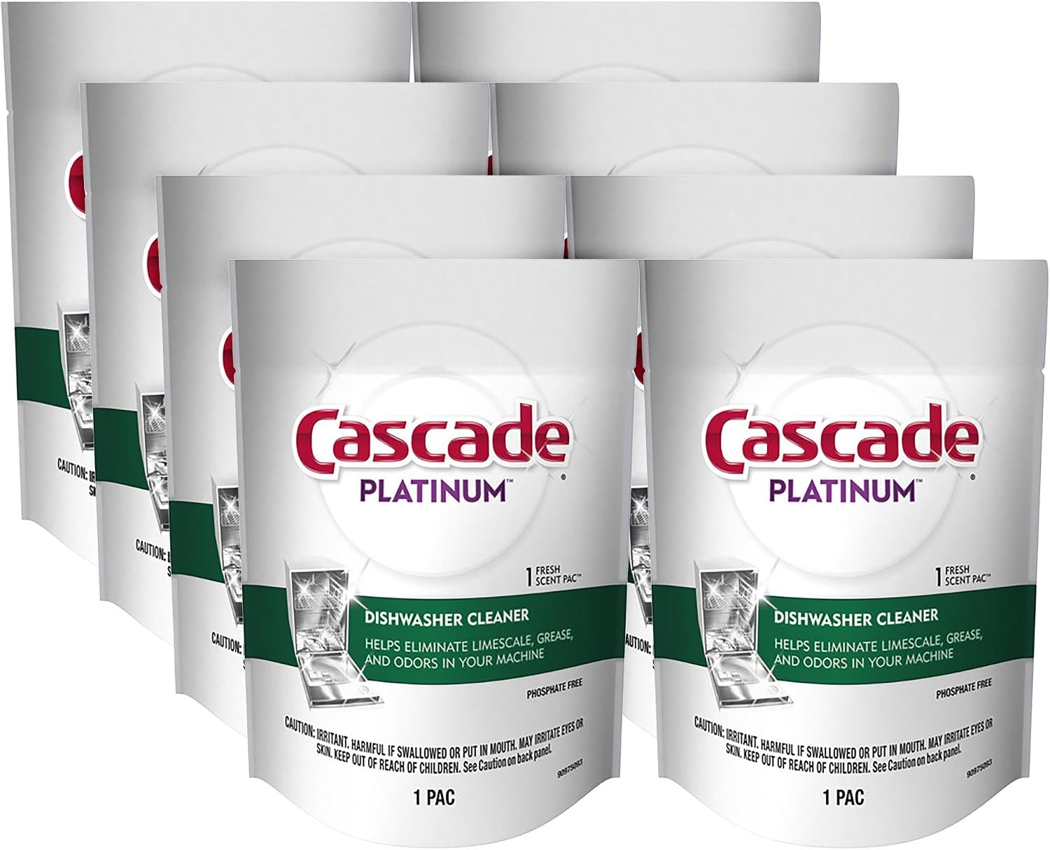 Cascade Platinum Dishwasher Cleaner Pods Fresh Scent, 1 Count (8 Pack) - Image 2
