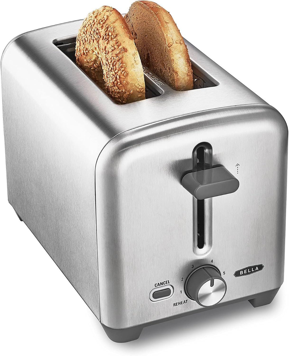 bella Stainless Steel 2 Slice Toaster with Extra Wide Slots & Removable Crumb Tray - 6 Browning Options, Auto Shut Off & Reheat Function - Toast Bread, Bagel & Waffle - Image 2