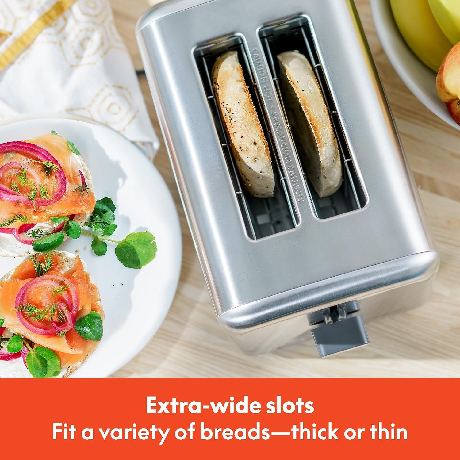 bella Stainless Steel 2 Slice Toaster with Extra Wide Slots & Removable Crumb Tray - 6 Browning Options, Auto Shut Off & Reheat Function - Toast Bread, Bagel & Waffle - Image 4