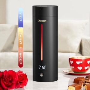CHACEEF Travel Kettle Upgraded, Portable Electric Kettle, 350ml Small Electric Kettle with 5 Variable Presets, 304 Stainless Steel Mini Hot Water Boiler with Auto Shut-Off & Boil Dry Protection, Black