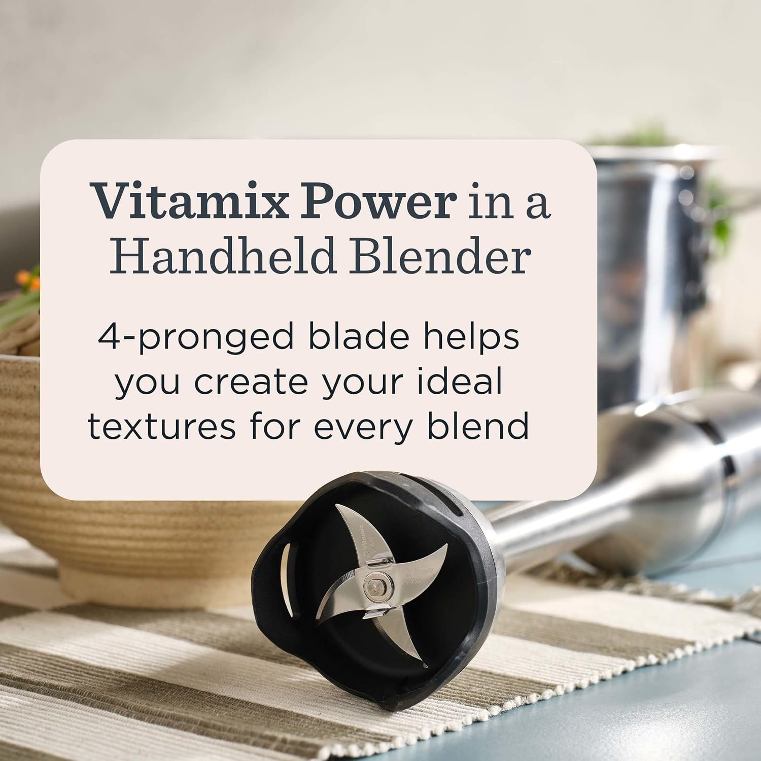Vitamix 5-Speed Immersion Blender 3-Piece Bundle with Whisk Attachment and Storage Case, Professional-Grade Hand Blender with 625-Watt Motor and Stainless-Steel Blade, Black | 5-Speed Control, One-handed Operation, Stainless Blades, Whisk & Storage Case Included, 5-Foot Cord, Blend in Any Container - Image 7