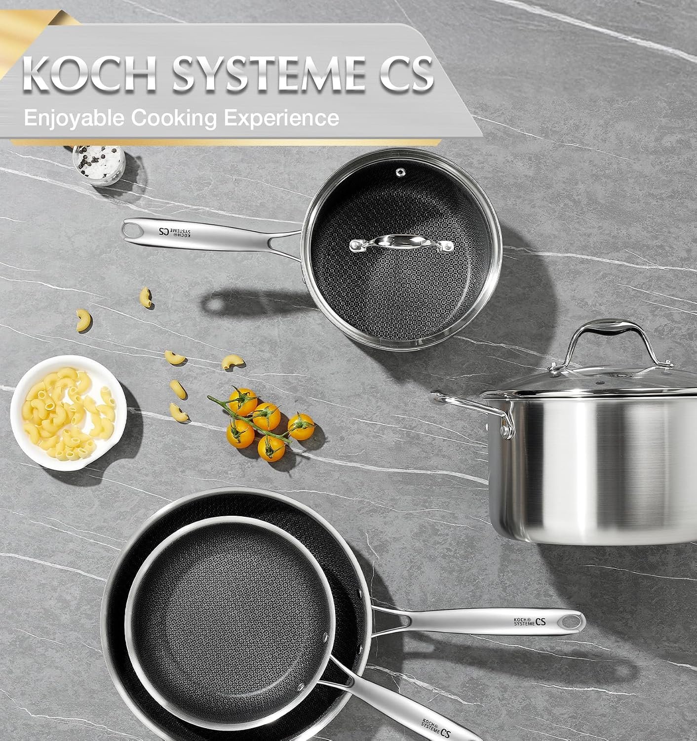 KOCH SYSTEME CS Tri-Ply Hybrid Nonstick Stainless Steel Pots and Pans Set - Image 8