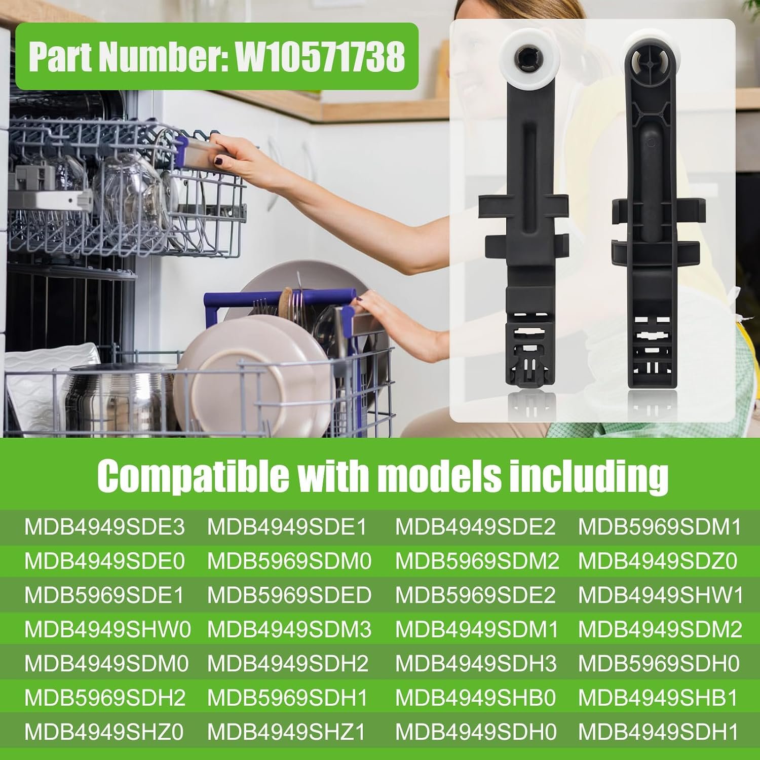 W10571738 Dishwasher Upper Dishrack Adjuster and Wheel Assembly Replacement for Whirlpool Maytag Dishwasher PS11756470, WPW10571738,AP6023130, 3449627 (4pack) - Image 7