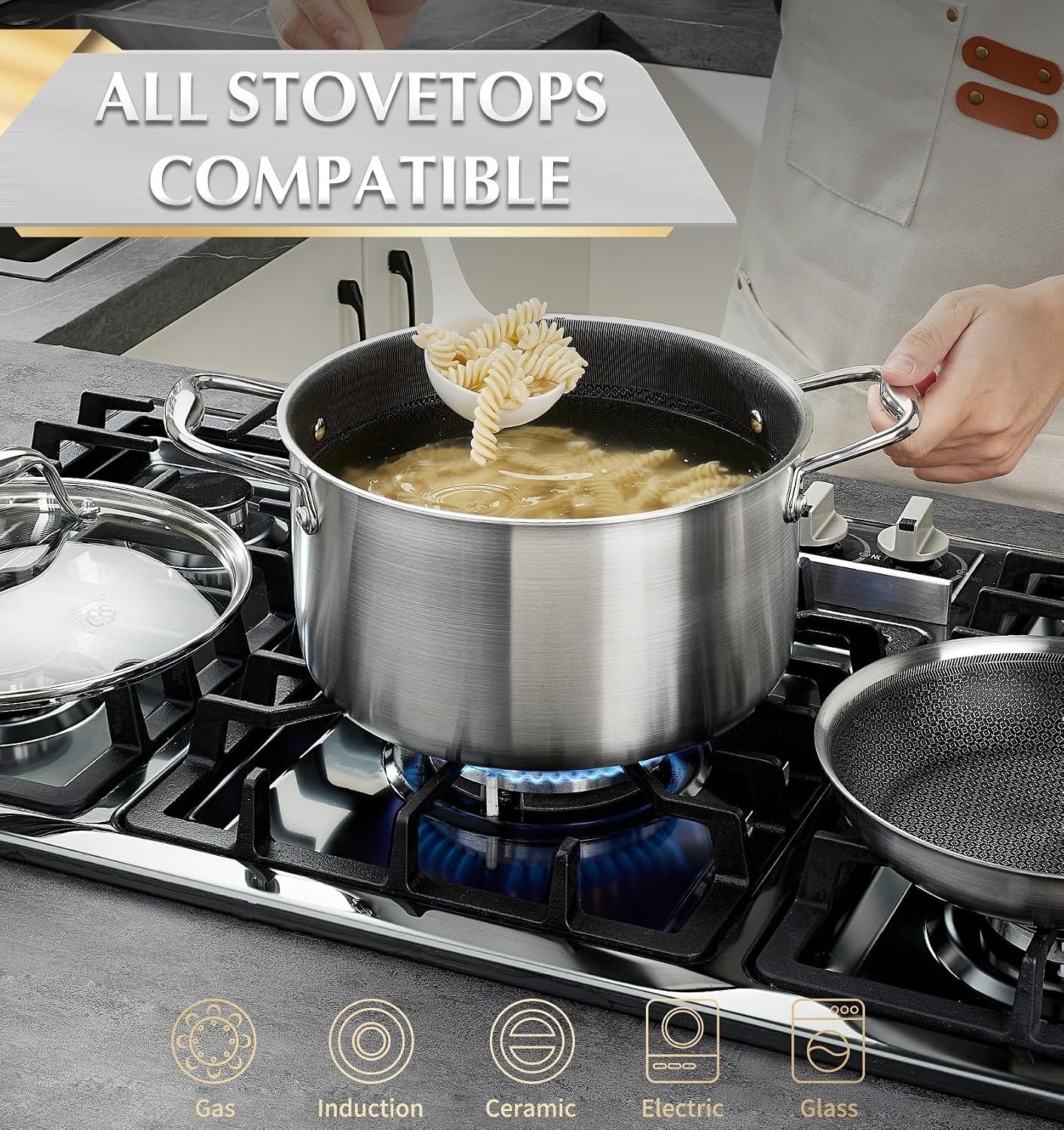KOCH SYSTEME CS Tri-Ply Hybrid Nonstick Stainless Steel Pots and Pans Set - Image 6