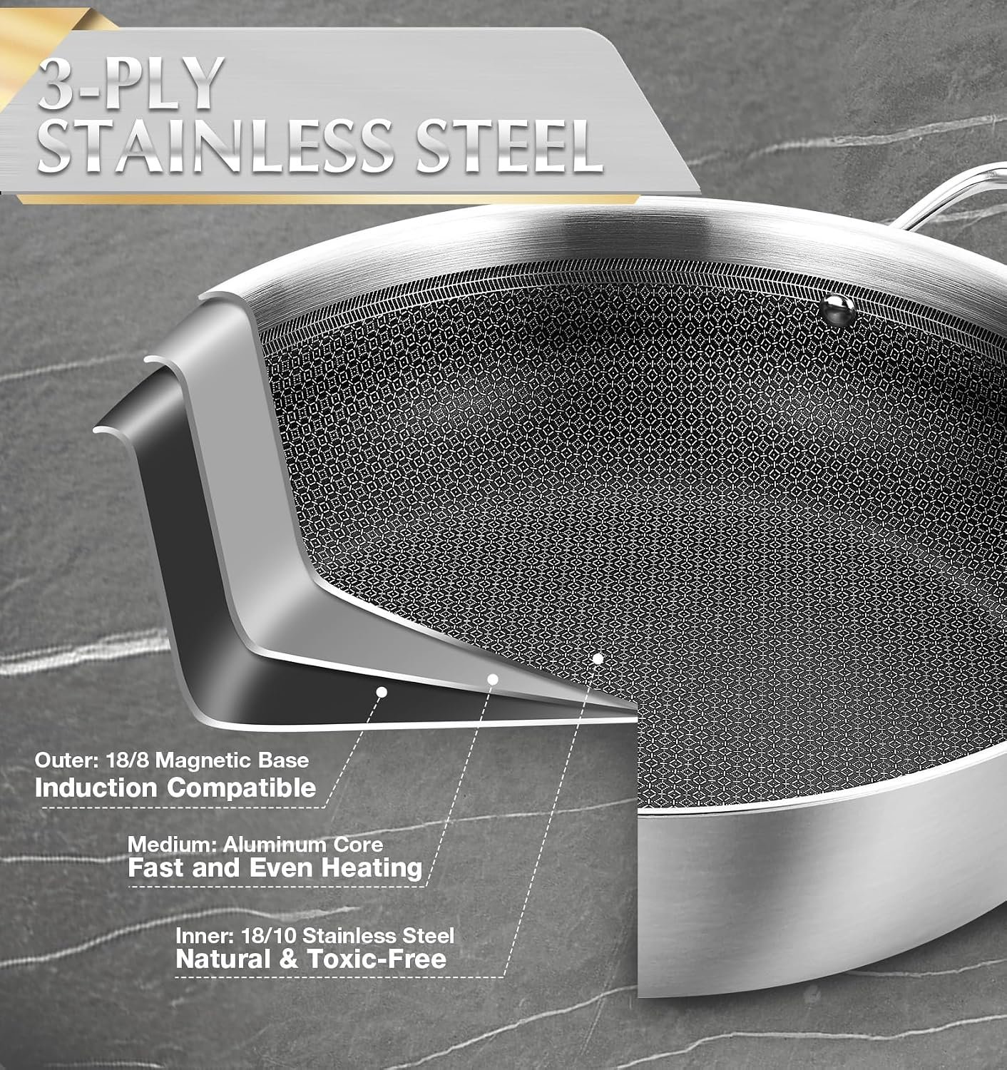 KOCH SYSTEME CS Tri-Ply Hybrid Nonstick Stainless Steel Pots and Pans Set - Image 4