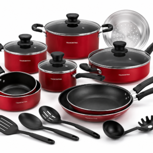 Tramontina PrimaWare 18-piece red aluminum nonstick cookware set