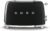 Smeg 50’s Style Retro Aesthetic 4 Slice Toaster 6 Presets with 2 Extra Wide Slots, Black, TSF02BLUS
