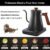 Electric Gooseneck Kettle, 304 Stainless Steel Electric Tea Kettle Temperature Control Pour-Over Coffee and Tea Pot 1200W Quick Heating Hot Water Boiler Anti-dry Protection, 0.9L (Black)